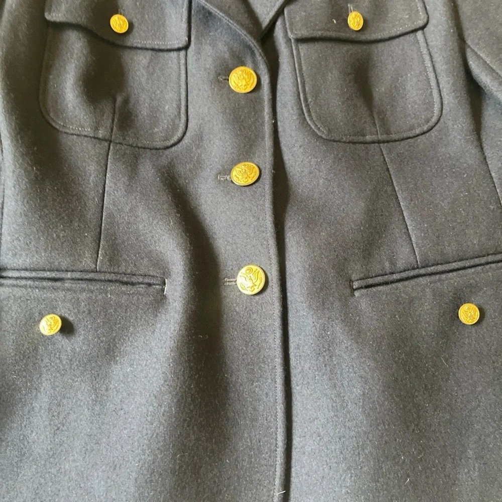 Fossil Navy Wool Blend Gold Button, Military Style Blazer Sz Medium - Picture 5 of 11